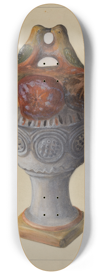 Mina Lowry - Chalkware Urn with Fruit and Birds 8.25 inch art skate deck