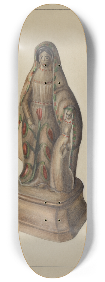 Mina Lowry - Pa. German Chalkware Mother and Child 8.25 inch art skate deck
