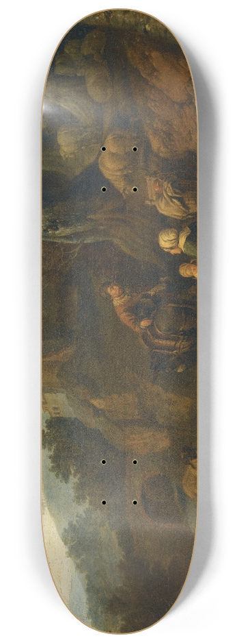 Johann Heinrich Roos - A Landscape With Drovers And Their Flock At Rest 8.25 inch art skate deck