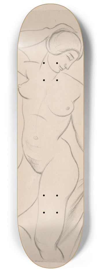 Mommie Schwarz - Naakte vrouw met hand op het hoofd 8.25 inch art skate deck