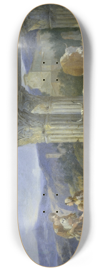Johann Heinrich Roos - Shepherds Family at the Ruins of the Temple of Vespasian 8.25 inch art skate deck