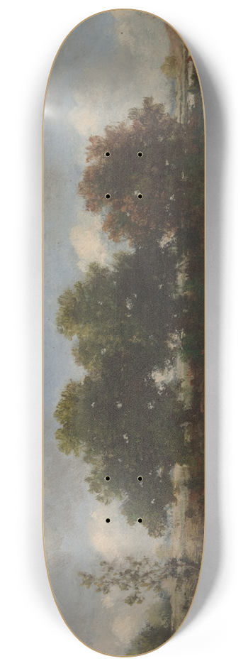 Narcisse-Virgile Diaz de La Pea - Forest Landscape withStags 8.25 inch art skate deck