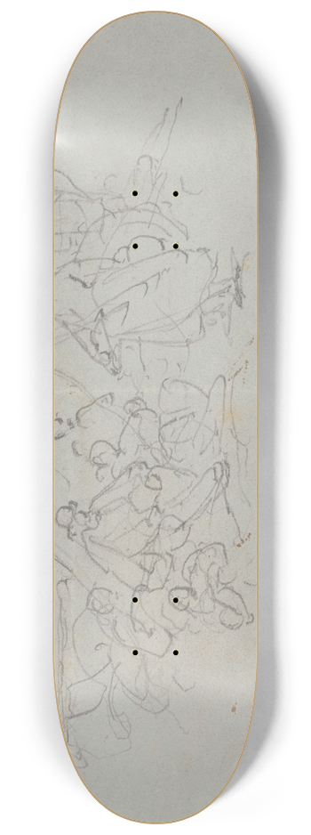 Nicaise De Keyser - Group Scene by a Tent 8.25 inch art skate deck