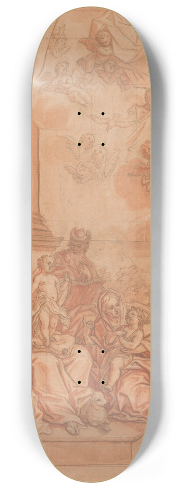 Johann Lorenz Haid - The Virgin and Child with Saints and Angels, and God the Father in the Sky 8.25 inch art skate deck