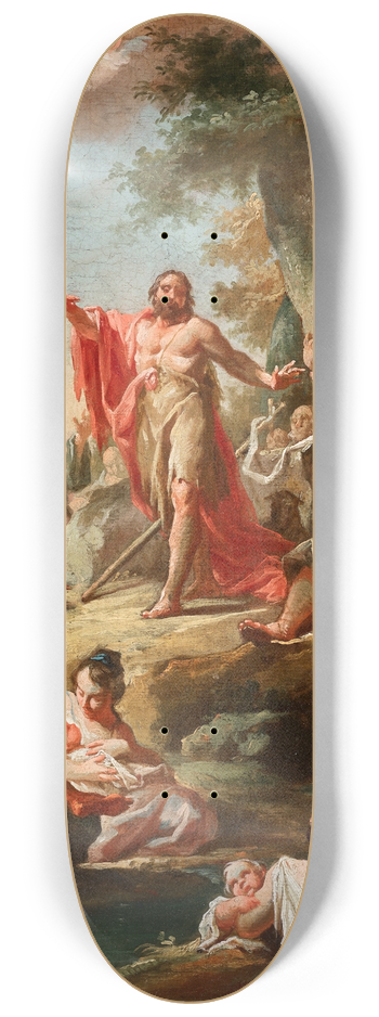 Johann Lucas Kracker - The sermon of John the Baptist 8.25 inch art skate deck