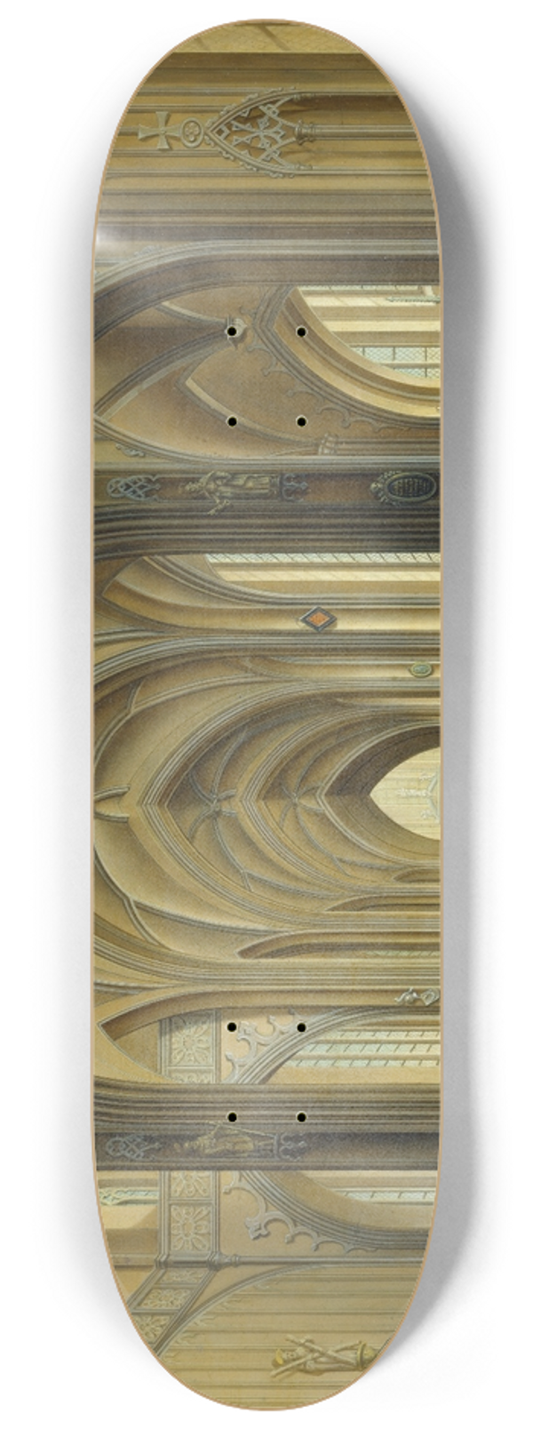 Johann Ludwig Ernst Morgenstern - Interior of a Gothic Church 8.25 inch art skate deck