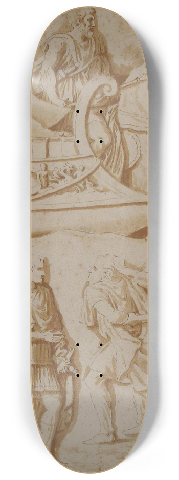 Nicolas Poussin - Studies of Details from Trajans Column 8.25 inch art skate deck