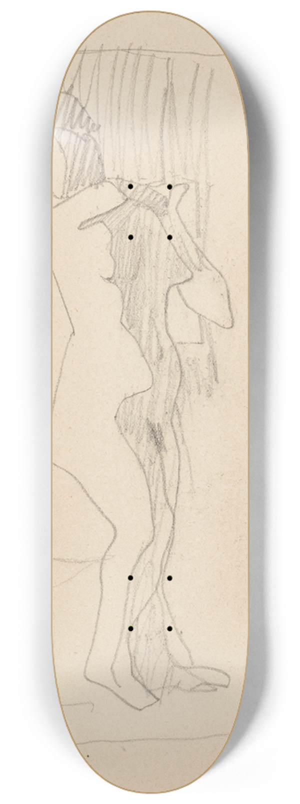 Amedeo Modigliani - Femme nue debout de trois quarts vers la droite 8.25 inch art skate deck