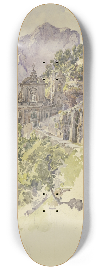 Johann Nepomuk Rauch - Kloster im Gebirge mit groen Terrassen und Treppen 8.25 inch art skate deck