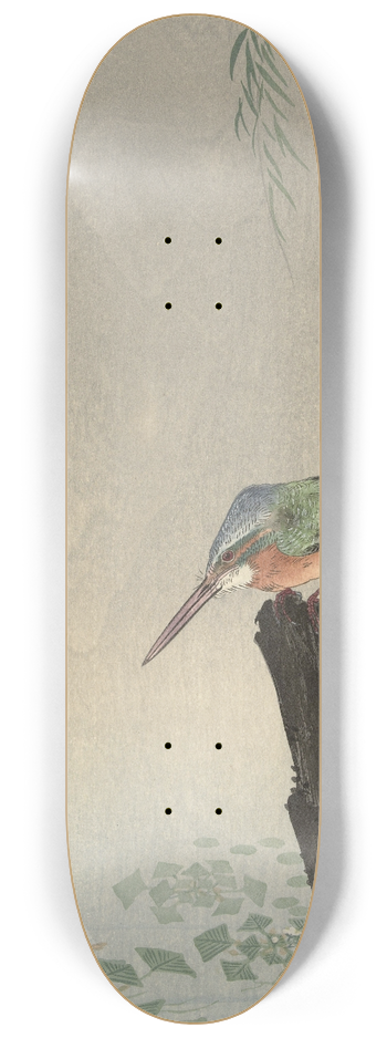 Ohara Koson - Kingfisher on tree stump 8.25 inch art skate deck