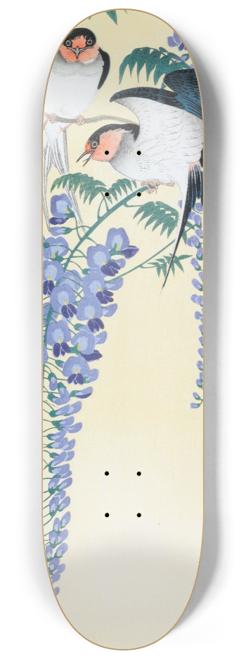 Ohara Koson - Swallows and Wisteria 8.25 inch art skate deck