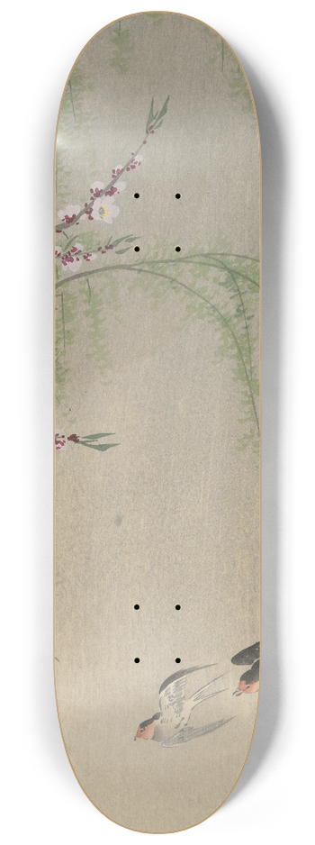 Ohara Koson - Swallows in flight 8.25 inch art skate deck