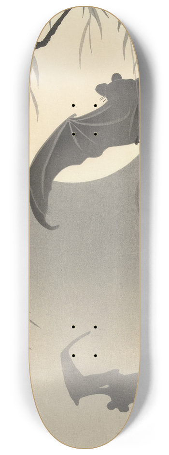 Ohara Koson - Two bats at full moon 8.25 inch art skate deck