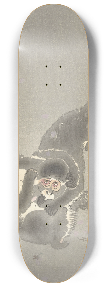 Ohara Koson - Two monkeys playing 8.25 inch art skate deck