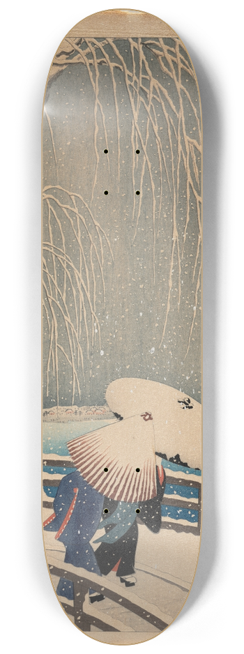 Ohara Koson - Umbrellas in Snow 8.25 inch art skate deck