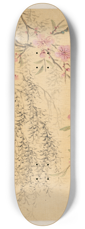 Okada Hank - Peach Blossoms and Willows 8.25 inch art skate deck