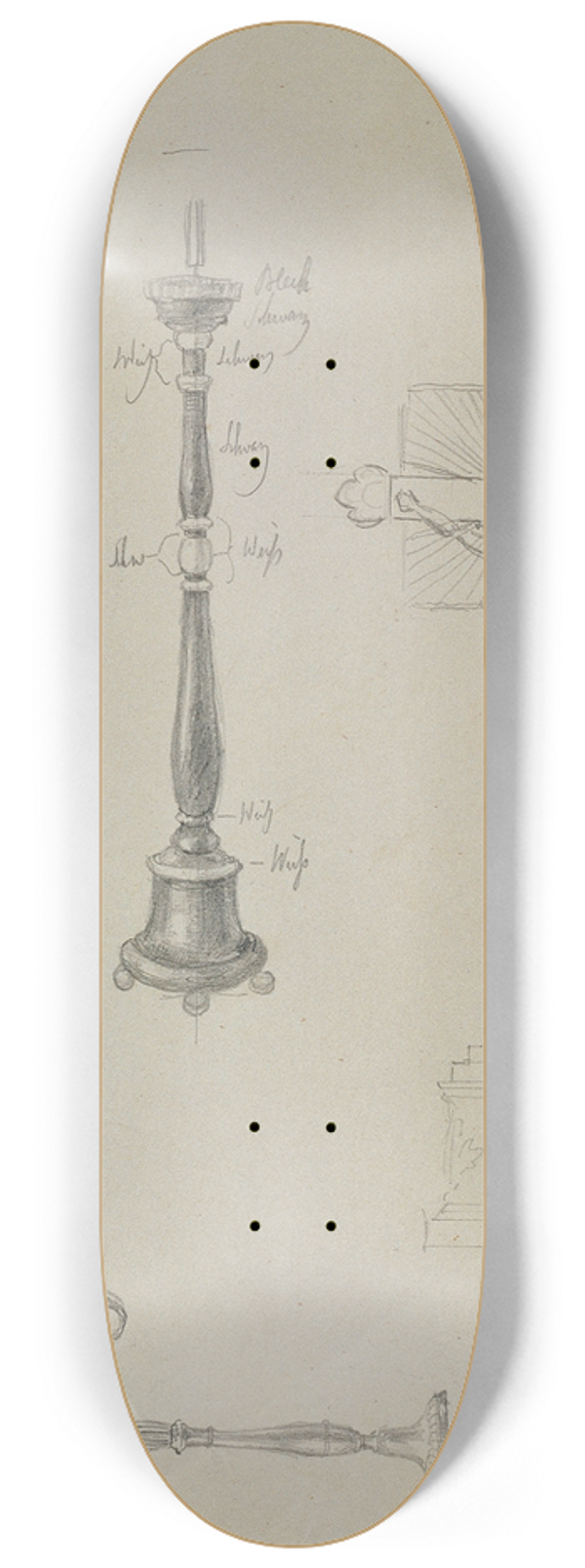 Johann Peter Krafft - Detailstudie zur Aufbahrung der Juliana Krafft und ihrer Tochter Ludovica 8.25 inch art skate deck