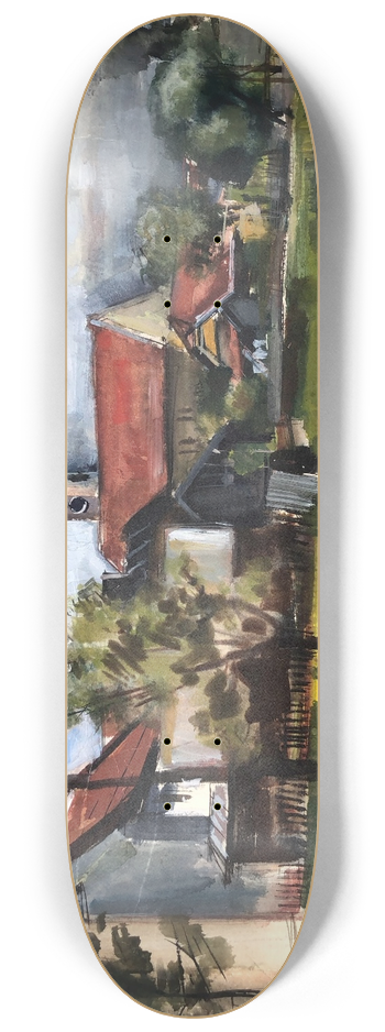Otto Geigenberger - Landschaft mit Kirche 8.25 inch art skate deck