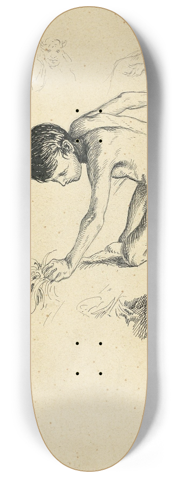 Otto Greiner - Mnnliche Akte (Studienblatt) 8.25 inch art skate deck