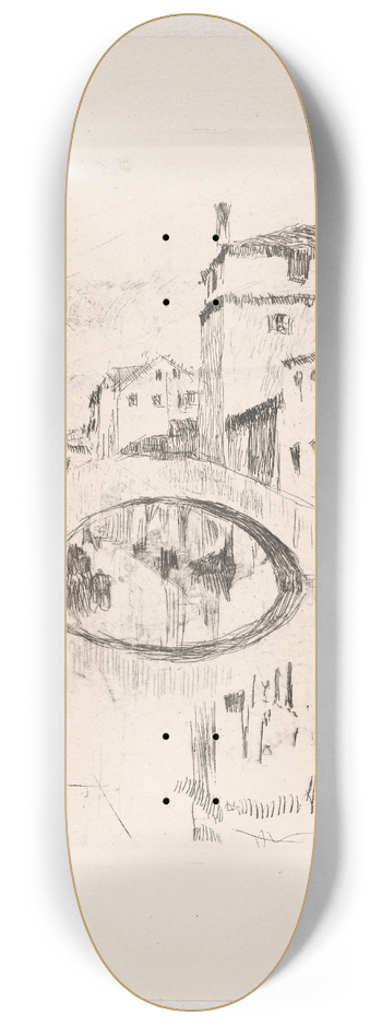 Otto Henry Bacher - Bridge in Moonlight 8.25 inch art skate deck