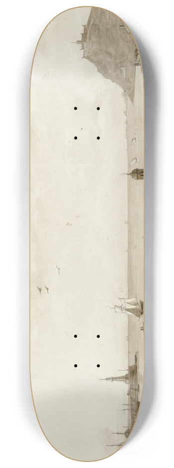 Otto Howen - Gezicht op de haven van Barcelona 8.25 inch art skate deck
