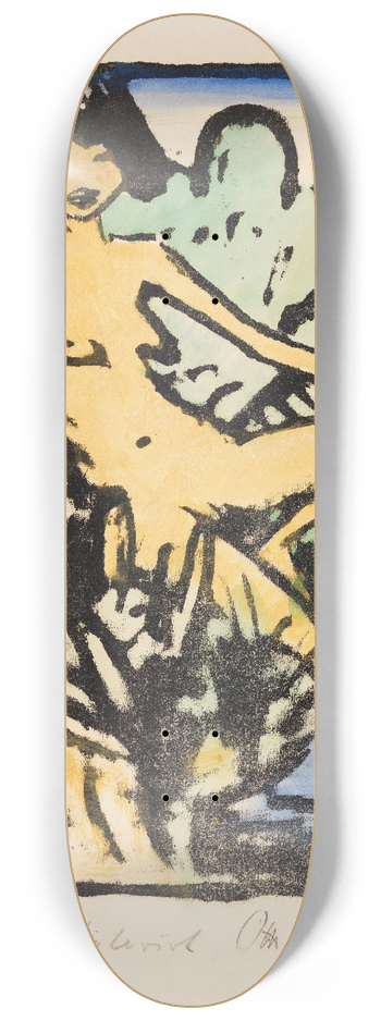 Otto Mueller - Am Ufer sitzendes Mdchen (Sitzendes Mdchen in Landschaft) 8.25 inch art skate deck