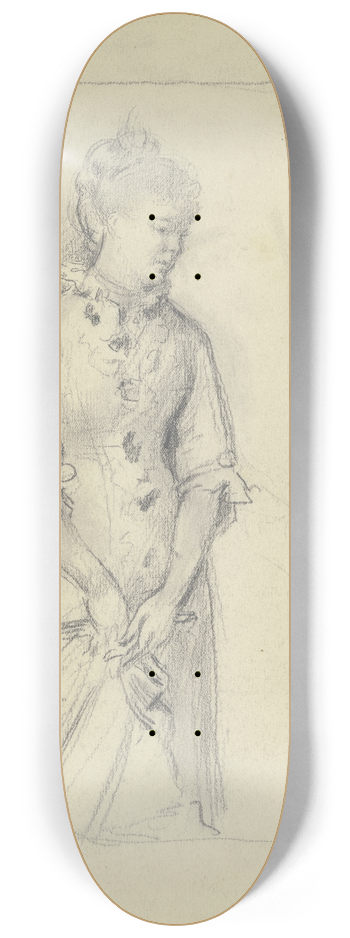 Otto Scholderer - Lady with fan 8.25 inch art skate deck