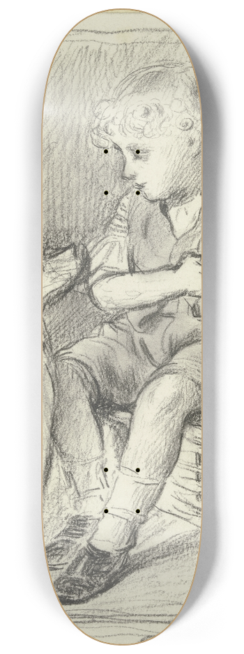 Otto Scholderer - Sitzender Knabe mit sitzendem Hund 8.25 inch art skate deck