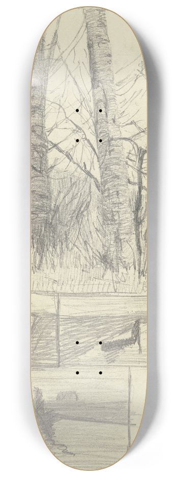 Paula Modersohn-Becker - Birkenstmme ; Drei Studien eines Moorkanals mit Khnen 8.25 inch art skate deck