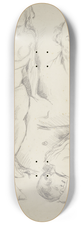 Paul Czanne - Studies of Three Figures, Including a Self-portrait 8.25 inch art skate deck