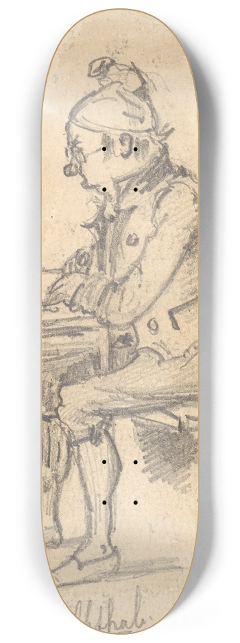 Paul Franz Otto - Sitzender, lesender Mann von der Seite 8.25 inch art skate deck