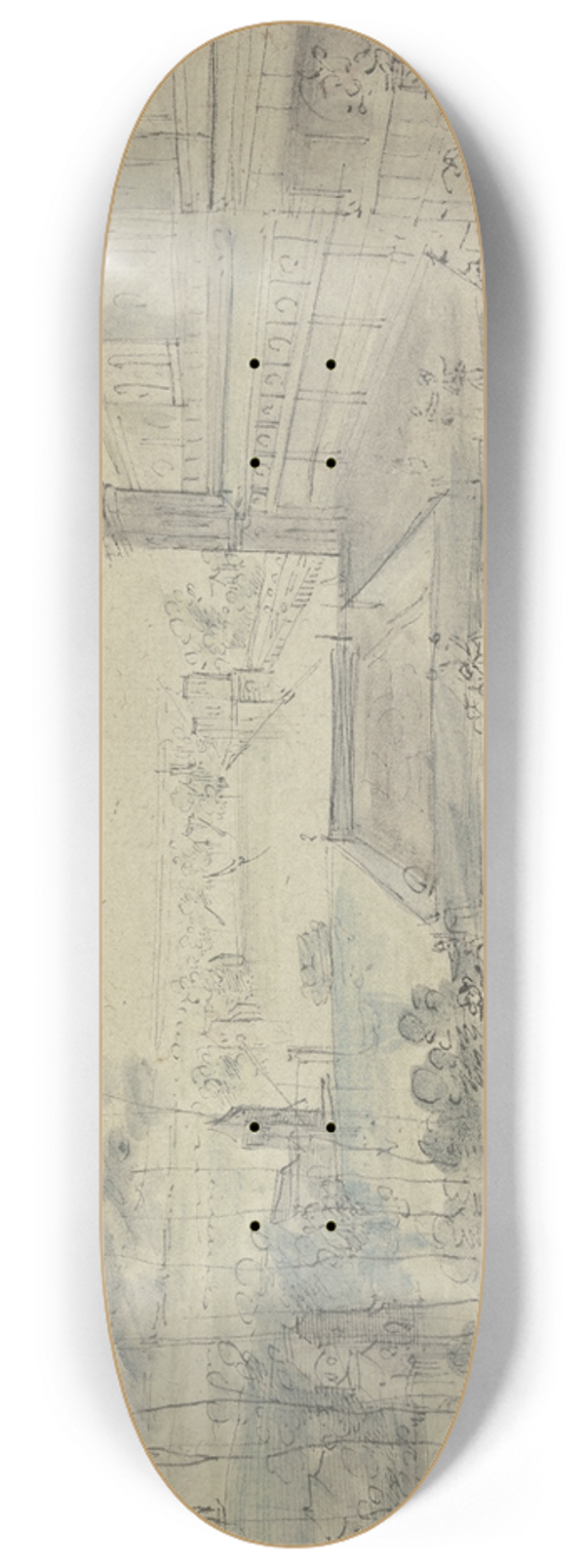 Johann Wilhelm Baur - Ansicht eines Schlosses mit Gartengesellschaft 8.25 inch art skate deck