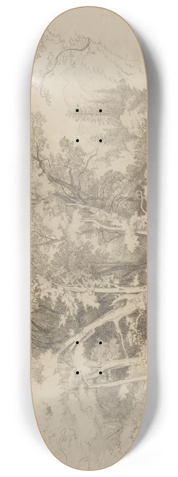 Johann Wilhelm Schirmer - Baumgruppe mit gespaltenem Baum 8.25 inch art skate deck