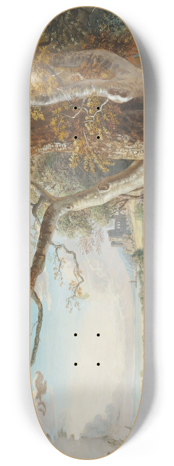 Paul Sandby - Landscape With Lake And Large Tree In Foreground 8.25 inch art skate deck