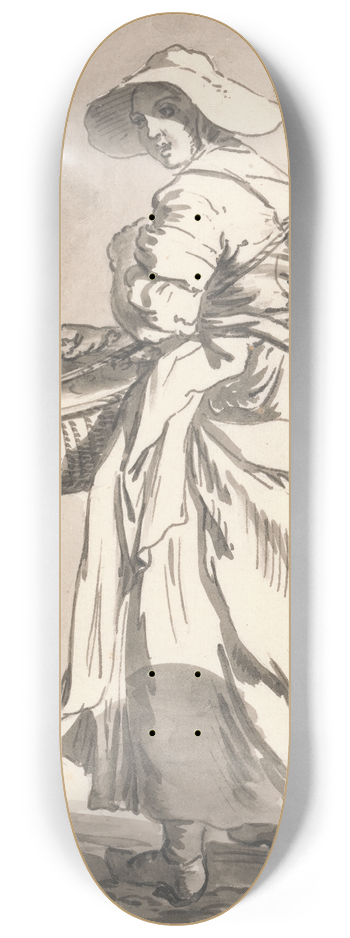Paul Sandby - London Cries; Flowers 8.25 inch art skate deck