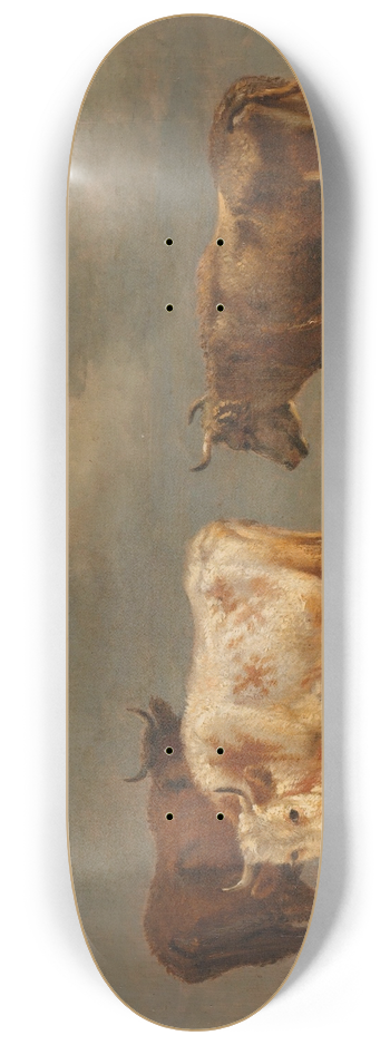 Paulus Potter - Four Young Bulls in a Meadow 8.25 inch art skate deck