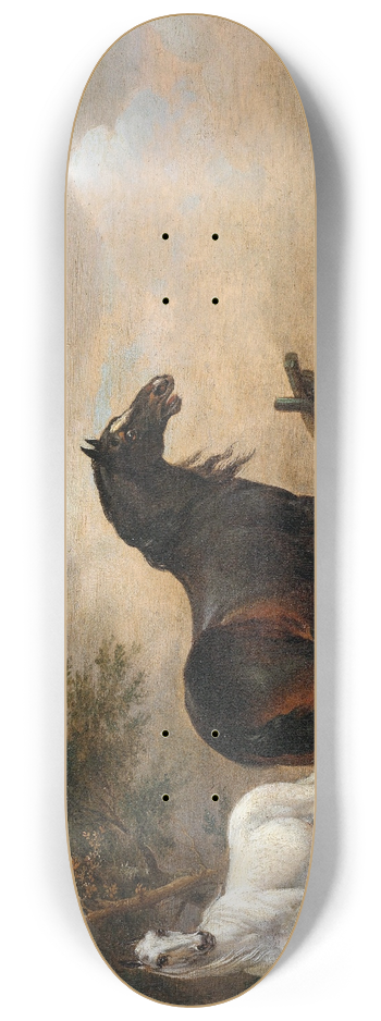 Paulus Potter - Two Horses in a Meadow near a Gate 8.25 inch art skate deck