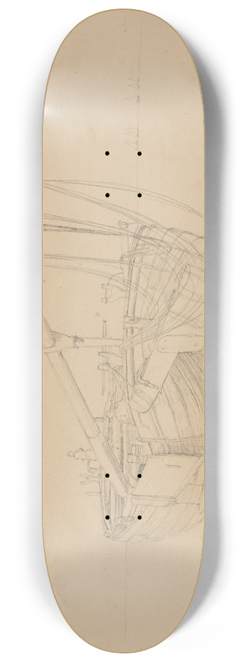Johann Wilhelm Schirmer - Fischerkahn am Strand von Scheveningen, fol. 21 8.25 inch art skate deck
