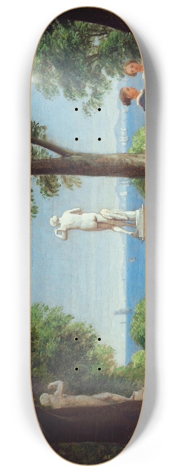 P. C. Skovgaard - View towards Kullen from a garden terrace with statues 8.25 inch art skate deck