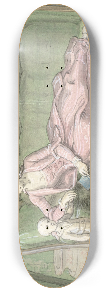 Peder Als - Tredje udkast til maleri af Caroline Mathilde og Frederik 8.25 inch art skate deck
