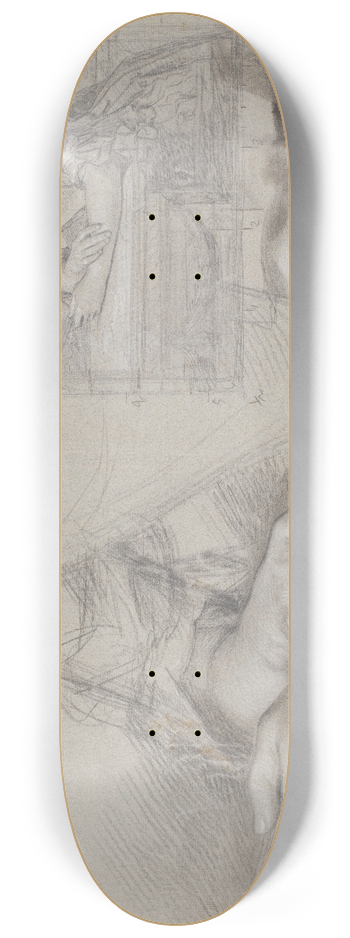 Peder Als - Udkast til dame portrt Samt studie af hnder og arme til samme portrt 8.25 inch art skate deck