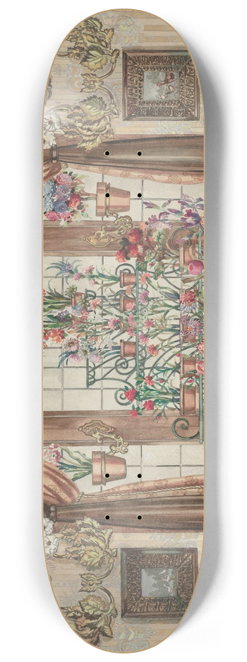 Perkins Harnly - Conservatory Window with Flowers 8.25 inch art skate deck