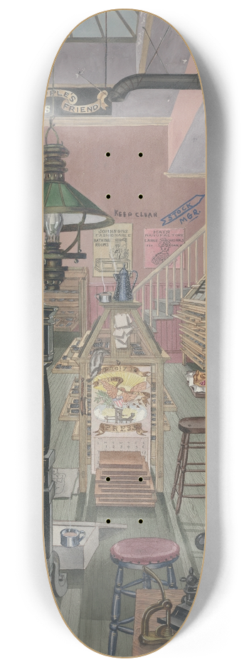 Perkins Harnly - Print Shop, 1870 8.25 inch art skate deck