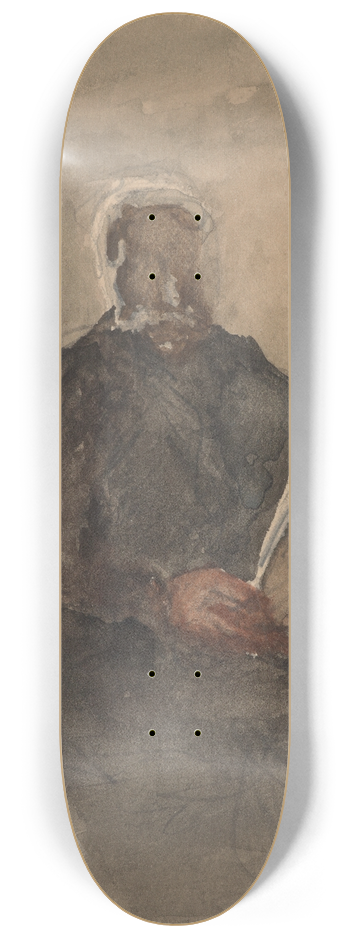 Petrus van der Velden - Interior scene with seated man 8.25 inch art skate deck