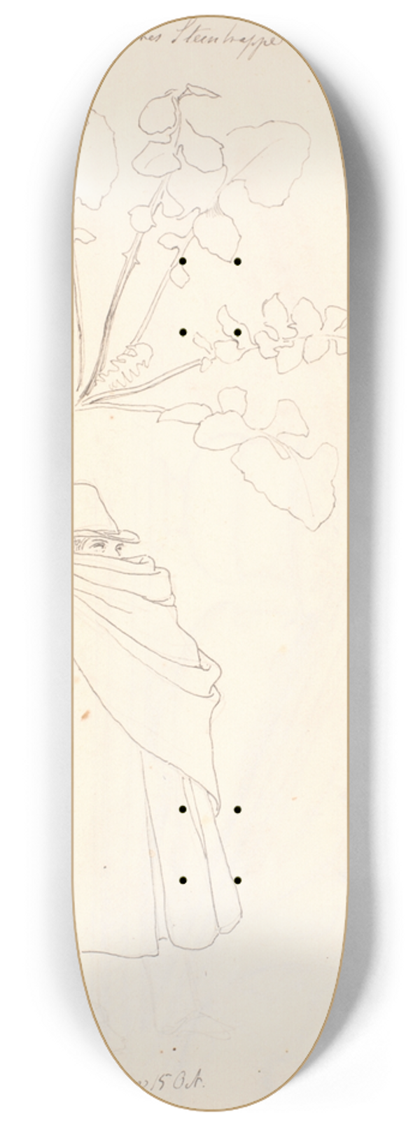 Johan Thomas Lundbye - Studie af en lvetandsplante og italiener hyllet i sin kappe 8.25 inch art skate deck