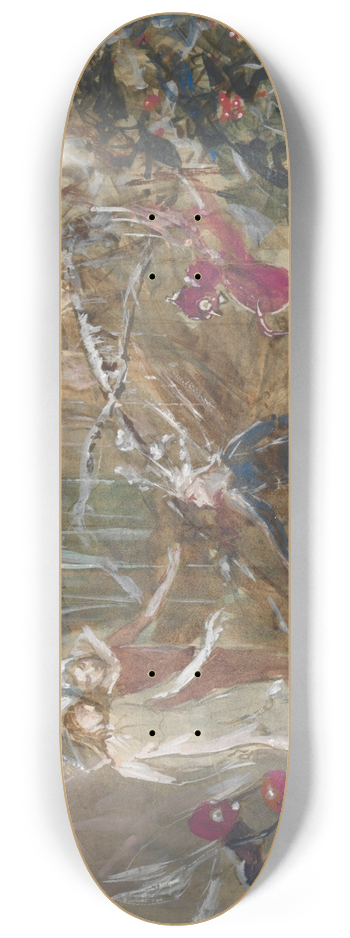 John Anster Fitzgerald - Who killed cock robin  a study 8.25 inch art skate deck