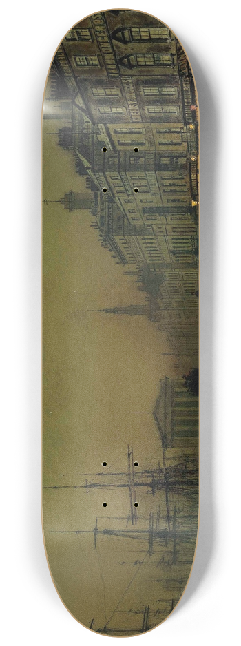 John Atkinson Grimshaw - Greenock dockside by night 8.25 inch art skate deck