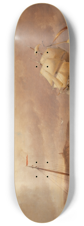 Pieter Cornelis Dommersen - Shipping in the Harbor 8.25 inch art skate deck
