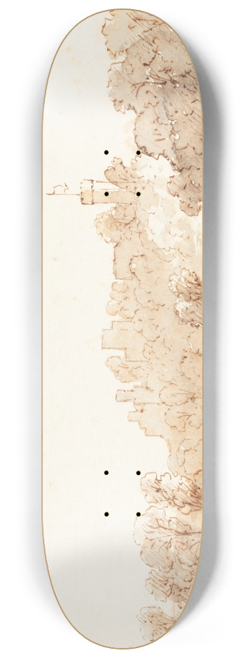 John Baverstock Knight - Warwick Castle from the Avon 8.25 inch art skate deck