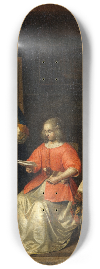 Pieter De Hooch - Interior with a Young Lady Reading a Letter 8.25 inch art skate deck
